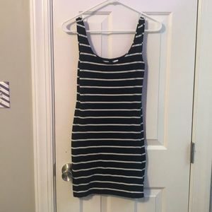 Mini Body-con Blue and White Stripped Dress.
